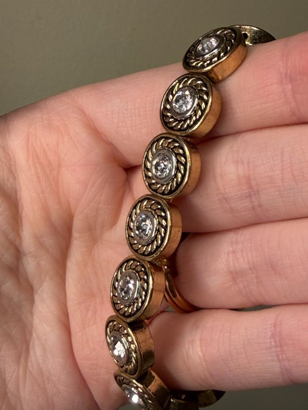 Women's Bronze/Gold Diamond Elastic Bracelet - Picture 4 of 4